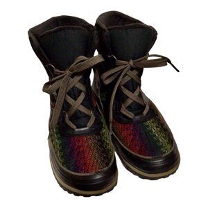 SOREL Black & Multi-Color Knit TIVOLLI II Blanket Boots Sz 9.5